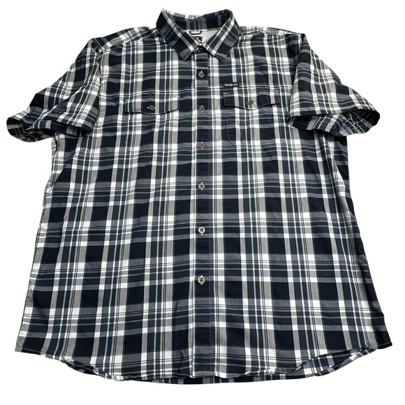Wrangler Other - Wrangler Shirt Mens XL Blue Plaid Short Sleeve Button Up Vented Outdoor Hiking